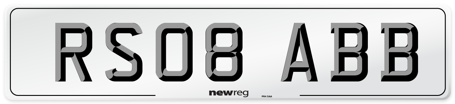 RS08 ABB Number Plate from New Reg